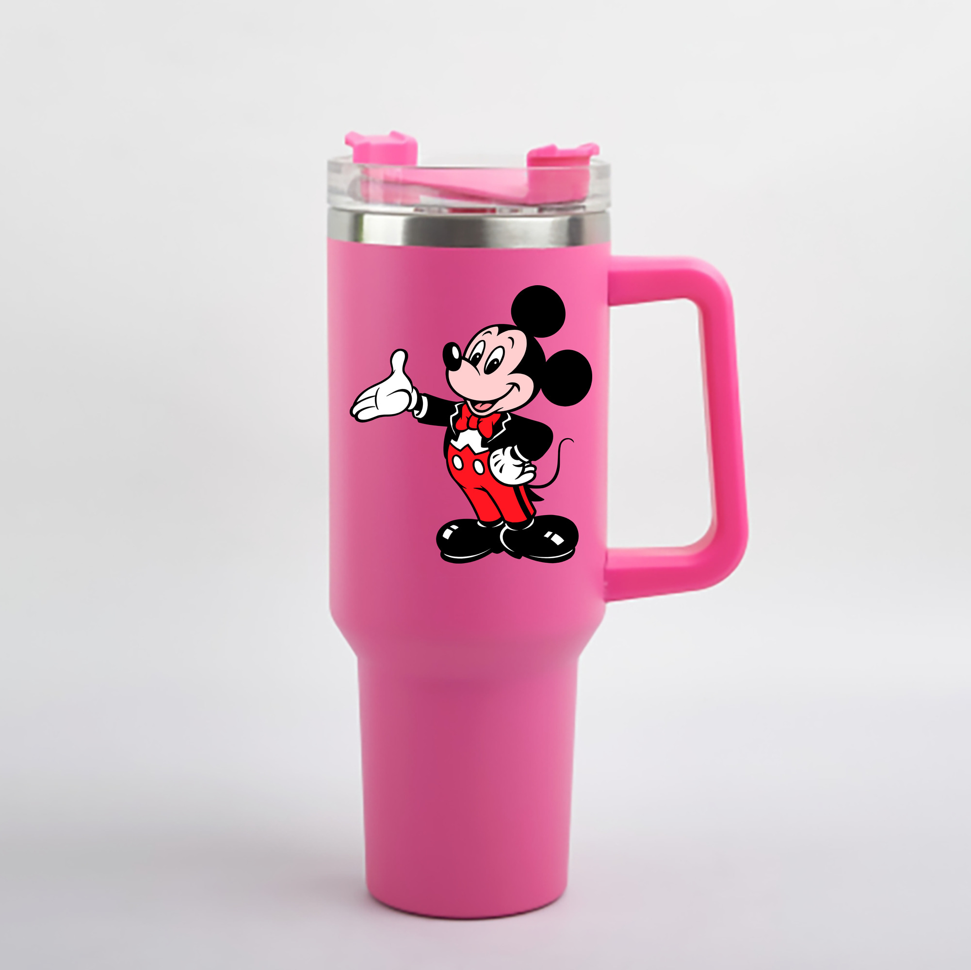 （画像用） ミッキーマウス Mickey Mouse 1200mL車用タンブラー - クリスタルステッカー（プラスチックストロー付き）